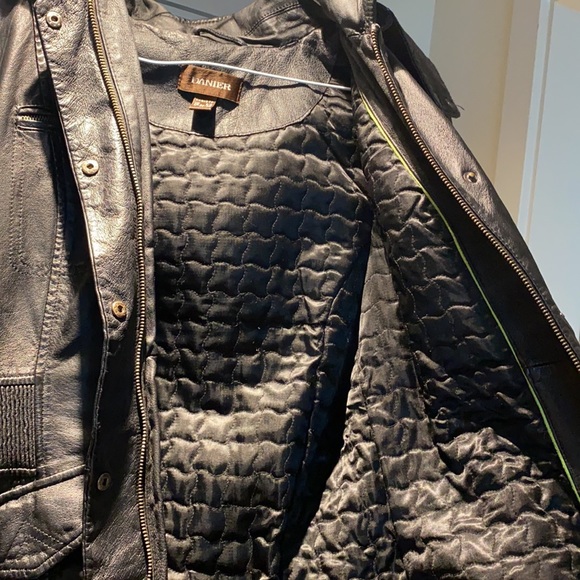 Hooded Leather Jacket - Black - Picture 7 of 9